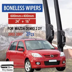 For Mazda Demio 2 DY 2002-2007 Car Wiper U-type Soft Rubber Boneless Wiper HD Quiet Durable Automotive Wiper 24