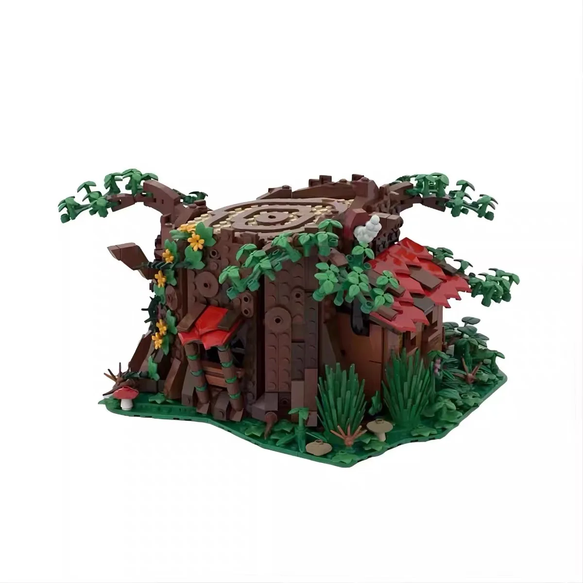 MOC forêt chalet cabane Architecture arbre racine arbre maison modèle blocs de construction assemblage Puzzle bricolage anniversaire jouet enfants cadeaux