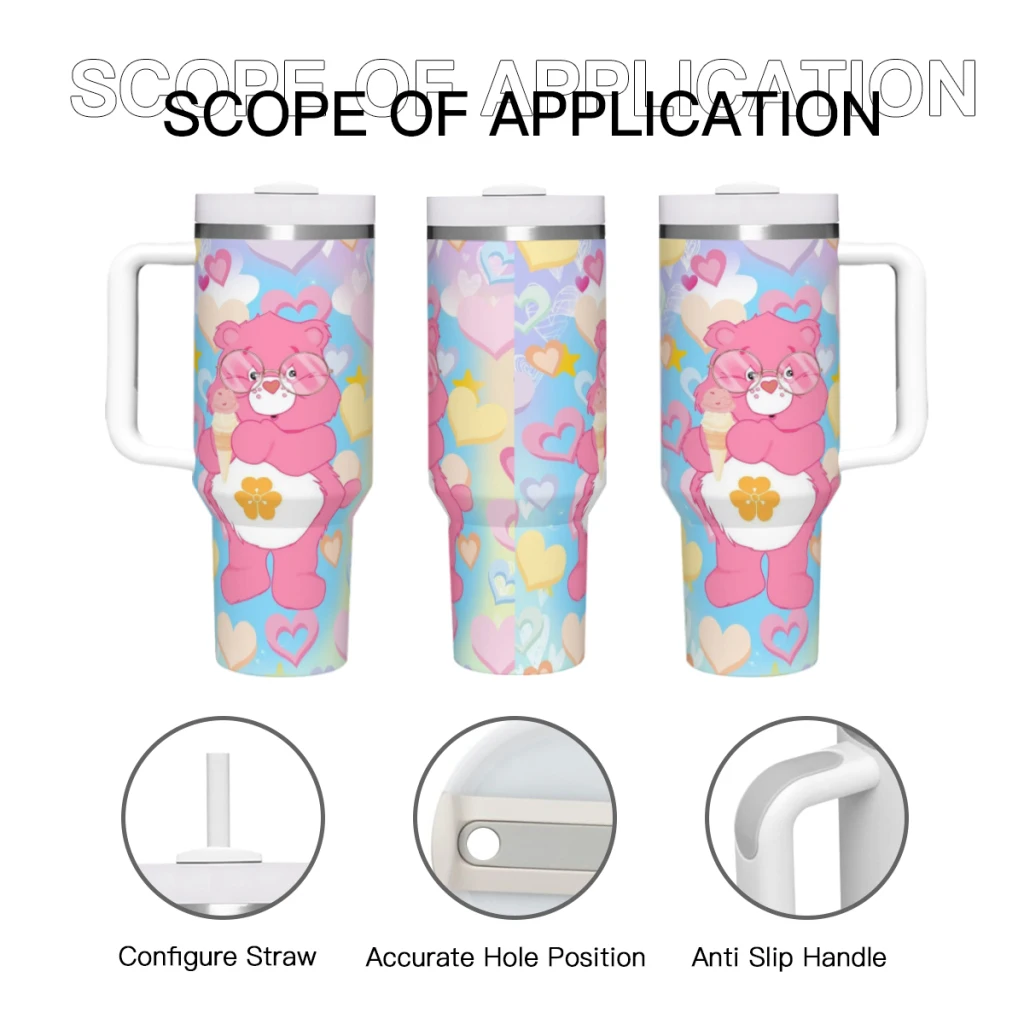 Care Bears 40 Oz Ultimate Tumbler with Handle and Straw Vacuum Insulated Tumbler