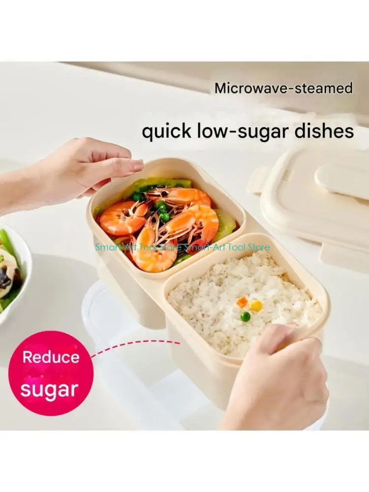 E1PB Large Divided Meal Container Oversized Two Compartment Bentos Box Secure Locking Lid Lunchbox for Kids