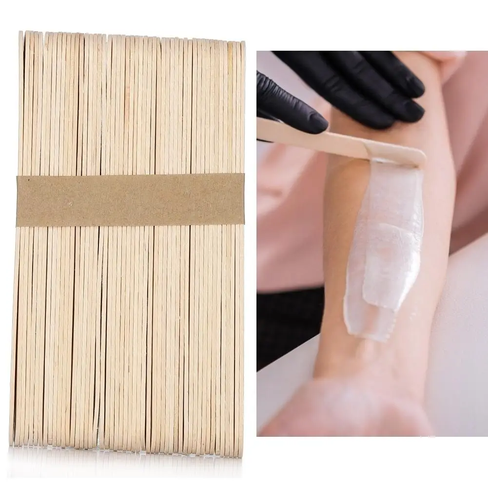 50pcs Disposable Wooden Wax Spatulas for Hair Removal & Mask Application - Tongue Depressor Applicators