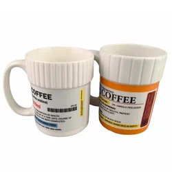 Creative Prescription Medicine Bottle, Ceramic Coffee Cup, Tea Cup, Pill Bottle, Mug Gifts, 380ml
