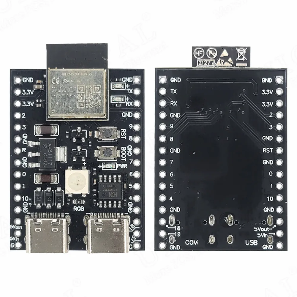 Picture 3: MINI ESP32 C3 Development Boards 2.4G Wifi 4 BLE5.0 Module Internet of Thing 4MB Flash Dual Type-C Serial CH343P 30Pin ESP32-C3