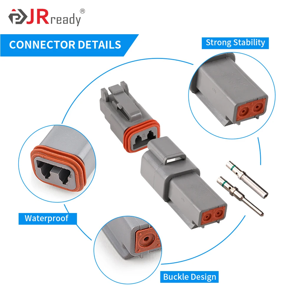 JRready ST6328 Deutsch DT Connector Kit in 2, 3, 4, 6, 8, 12 pin configurations,16#Solid Contact (14-20AWG) Automotive Connector