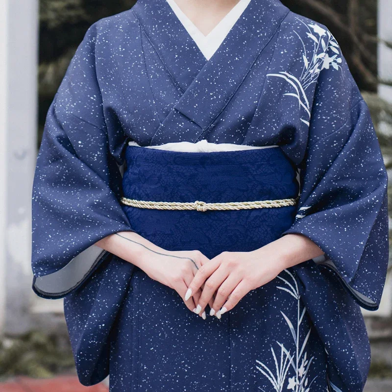 Stile giapponese Kimono Obi Colore Blu Navy Abito da donna Cintura Decorativa Yukata Accessori Stereotipati Cintura a Tamburo