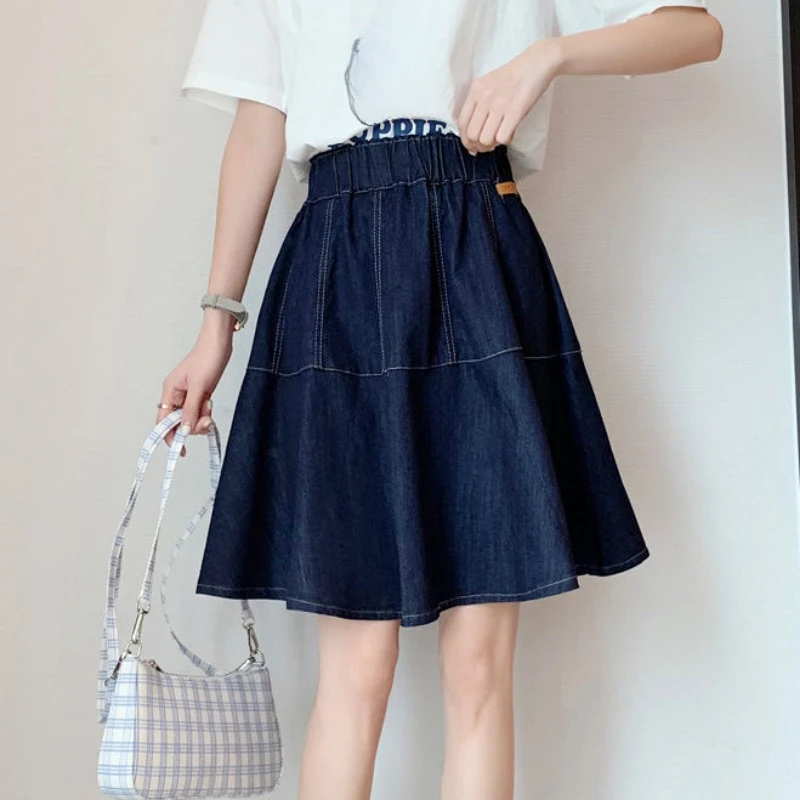 Elastic Waist Short Denim Short Skirt Women