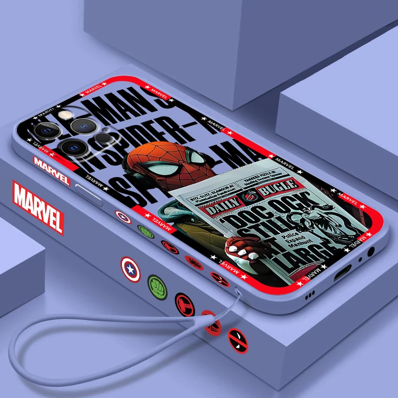 

Leisure Spider Man Hero Cool Liquid Left Rope For Apple iPhone 15 14 13 12 11 XS XR X 8 7 SE Pro Max Plus Mini Back Phone Case