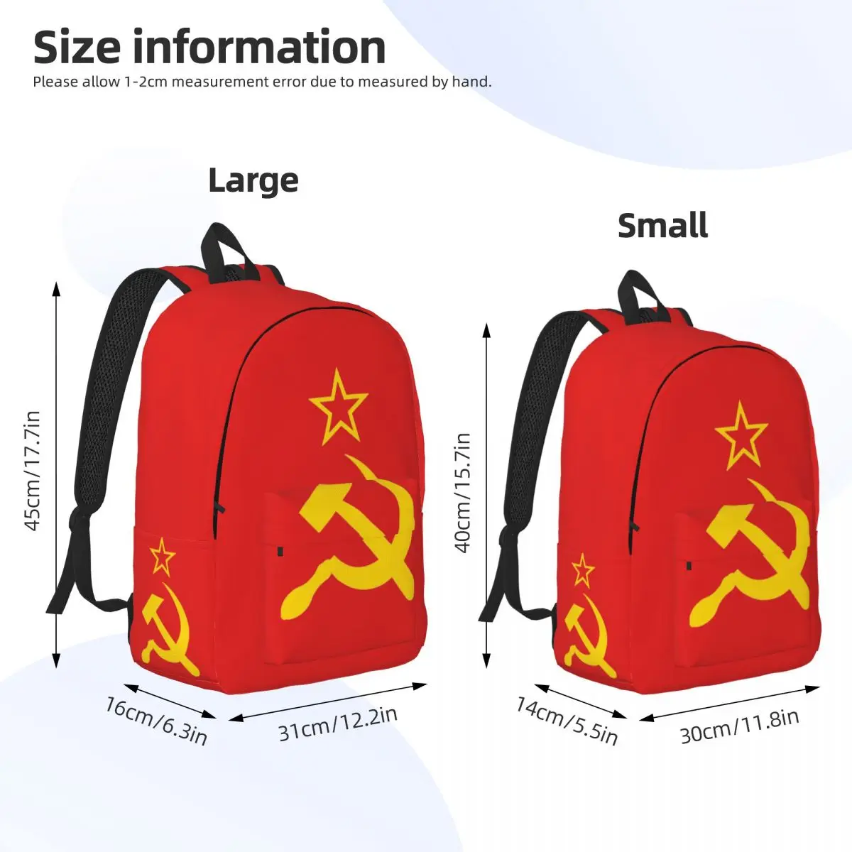 Mochila de lona con bandera rusa soviética para hombre y mujer, morral de viaje con diseño de martillo y hoz URSS, CCCP, ideal para estudiantes, ordenador portátil y regalo