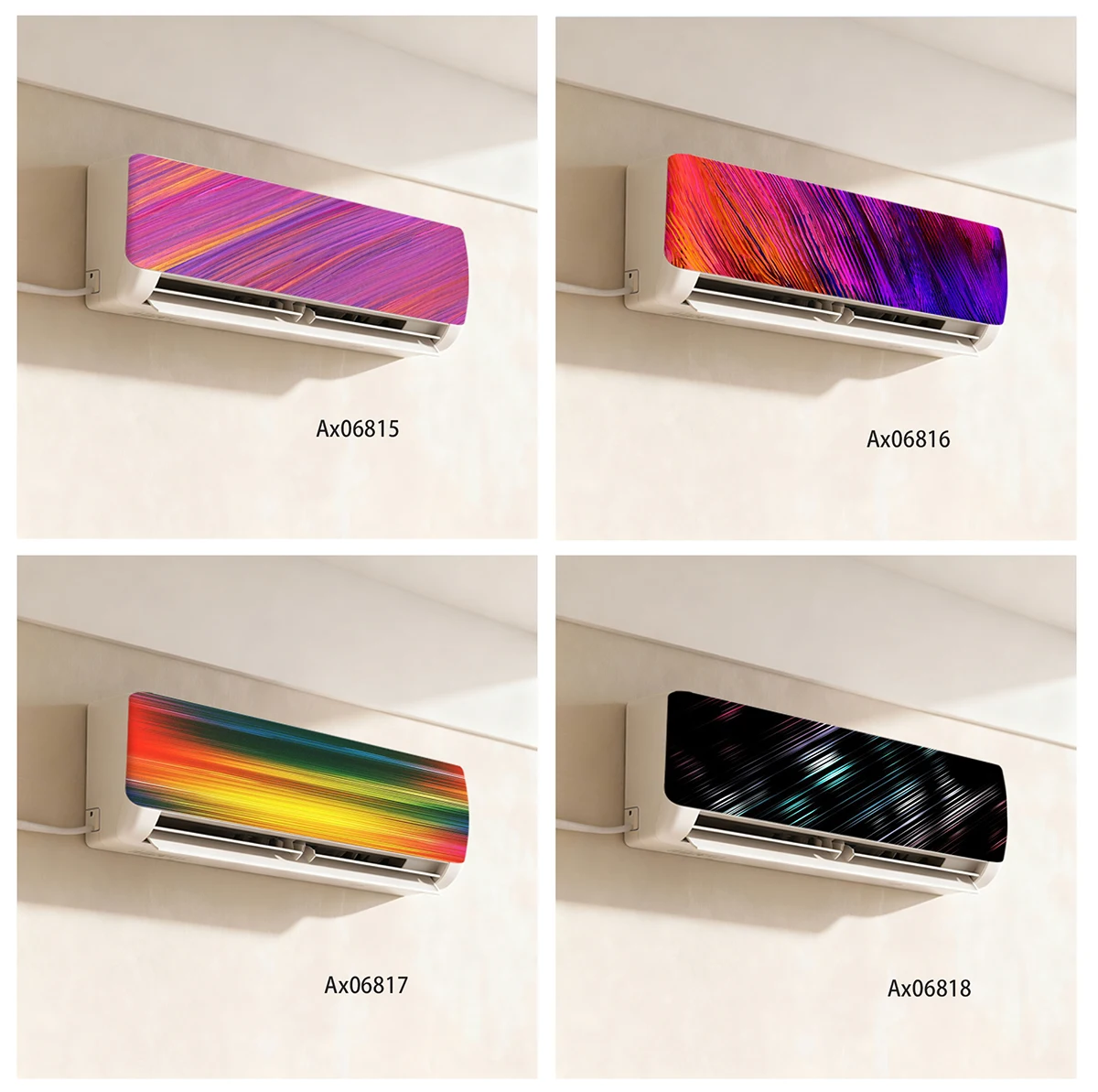 Bright Vibrant Diagonal Streak Gradient Pure Abstract Self-Adhesive Air Conditioner Sticker Art Waterproof Mural Wall Stickers