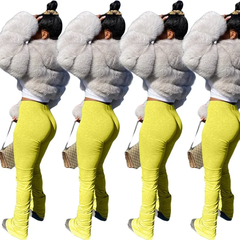 High Waist Long Joggers Workout Active Pants Jogging Yoga Sports Wholesale Women Stacked Leggings
