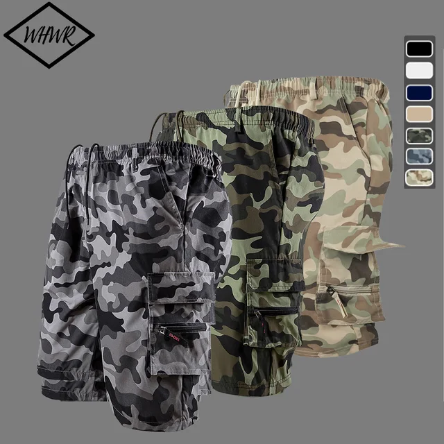 Letnie męskie wojskowe szorty Cargo męskie spodnie taktyczne Casual duża kieszeń Outdoor Sports spodnie Cargo panele spodnie dla mężczyzn