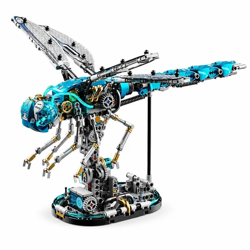 Creative Premium Mechanical Dragonfly MOC Animal Building Blocks Construction Model Desktop Collectible Ornament Gift Toy