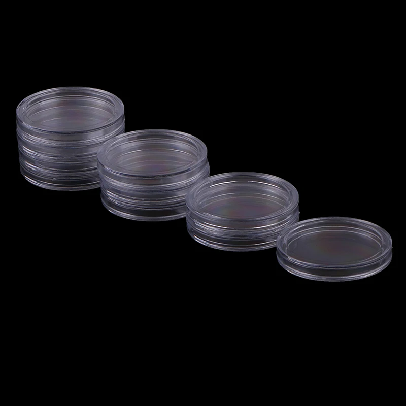 10Pcs 32mm plastic round applied clear cases coin storage capsules holder