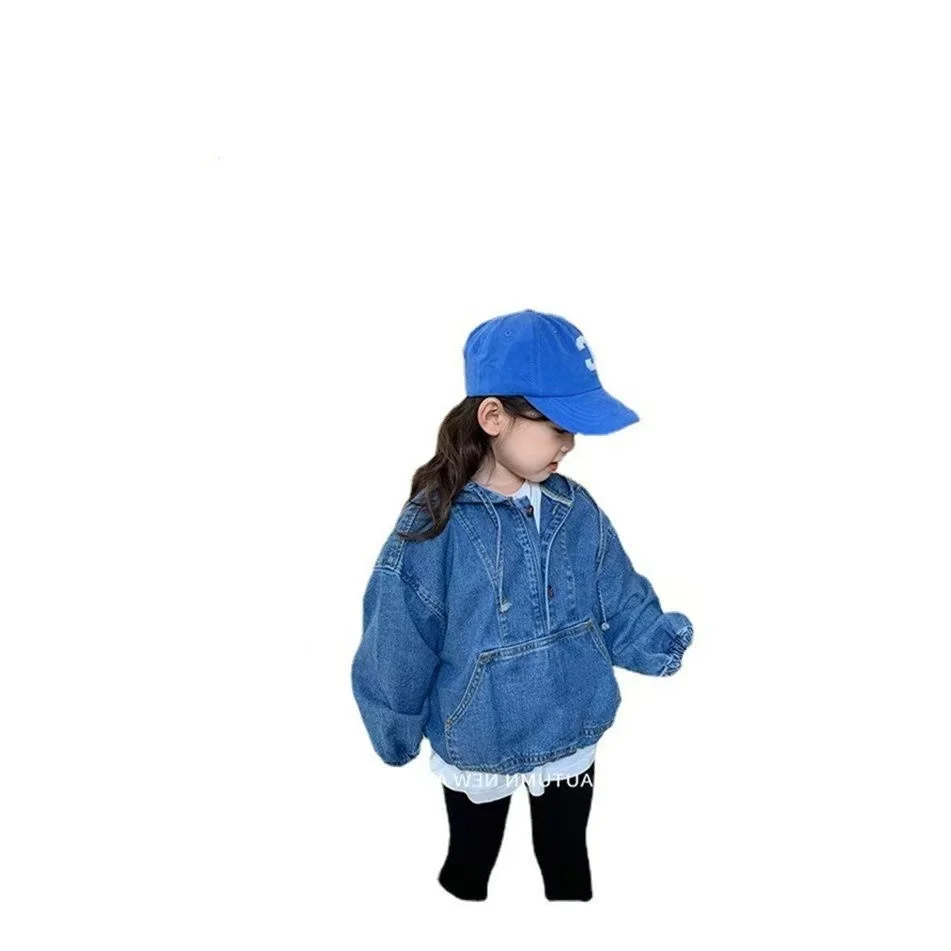 2-6 سنوات طفلة الدنيم سترة الربيع والخريف 2026 النسخة الكورية الجديدة للأطفال معطف هوديي غير رسمي 90-130 سنتيمتر