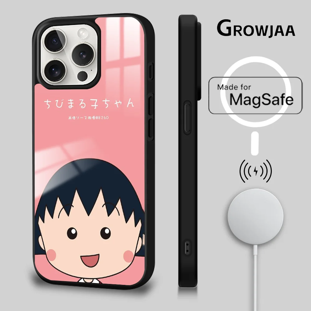 Chibi M-Maruko-Chan Phone Case For iPhone 16 15 14 13 12 11 Pro Max Plus Mini New Magsafe Mirror Wireless Magnetic Cover