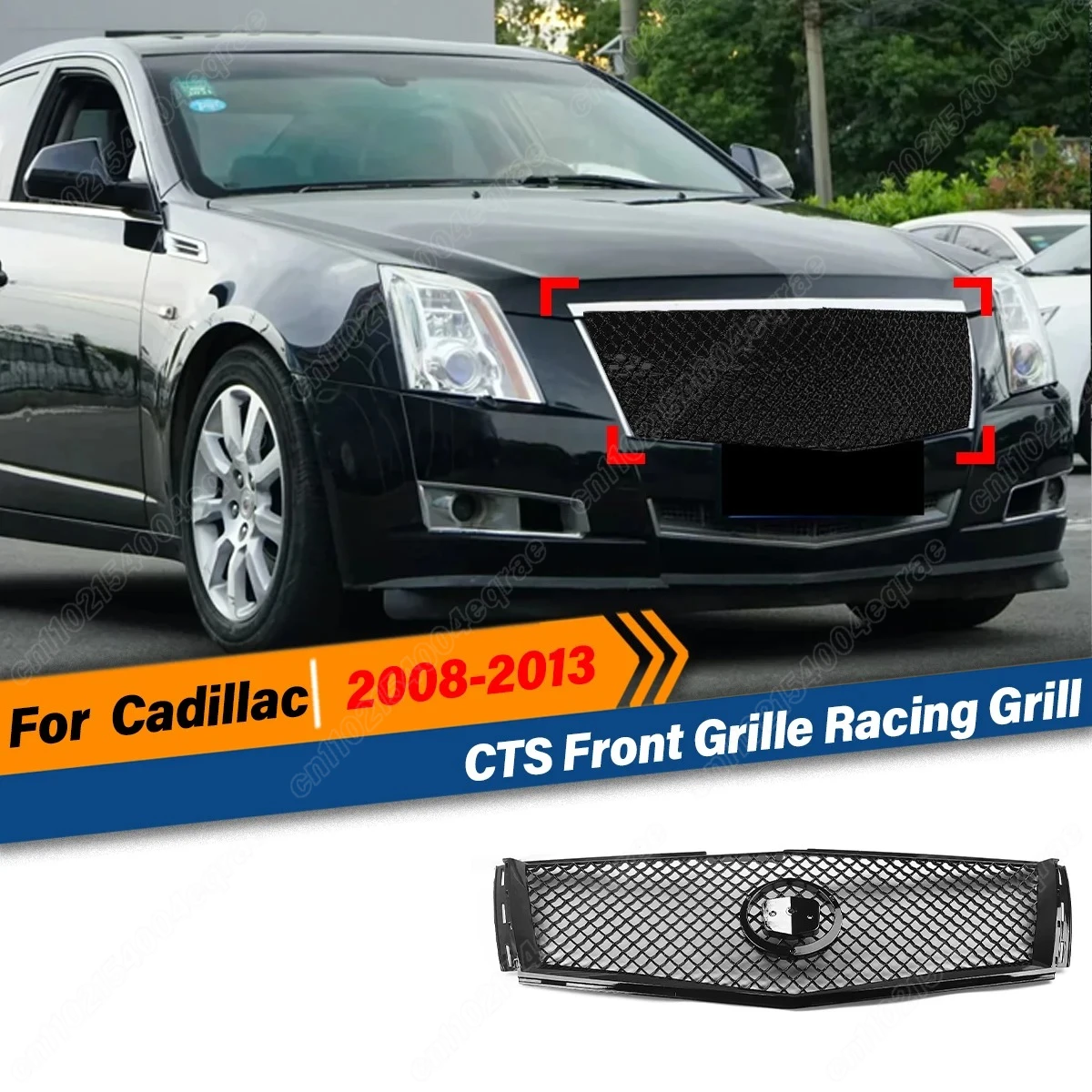

For Cadillac CTS 2008 2009 2010 2011 2012 2013 Car Front Grille Racing Grill Upper Bumper Hood Mesh Grid Accessories Body Kits