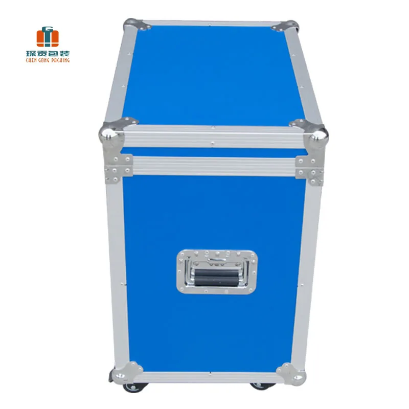 Custom Size Blue Aluminum Alloy Flight case Customized Trolley Wheels Aluminum Road case