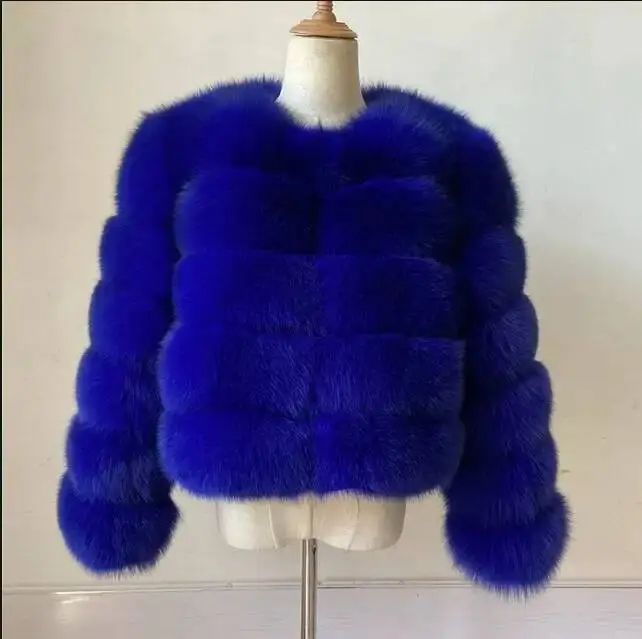 Women's Short Long Sleeve Faux Jacket Fox Fur Lookalike Popular Sale Artificial Haircoat Outerwear Fashionable Coat