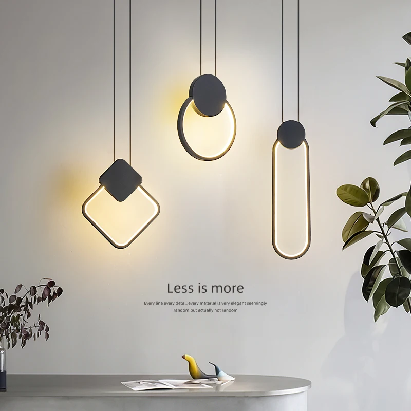 Modern LED Pendant Lights White/Black hanging Lamps For Bar Restaurant Bedroom Bedside Living Room Minimalist Fixtures