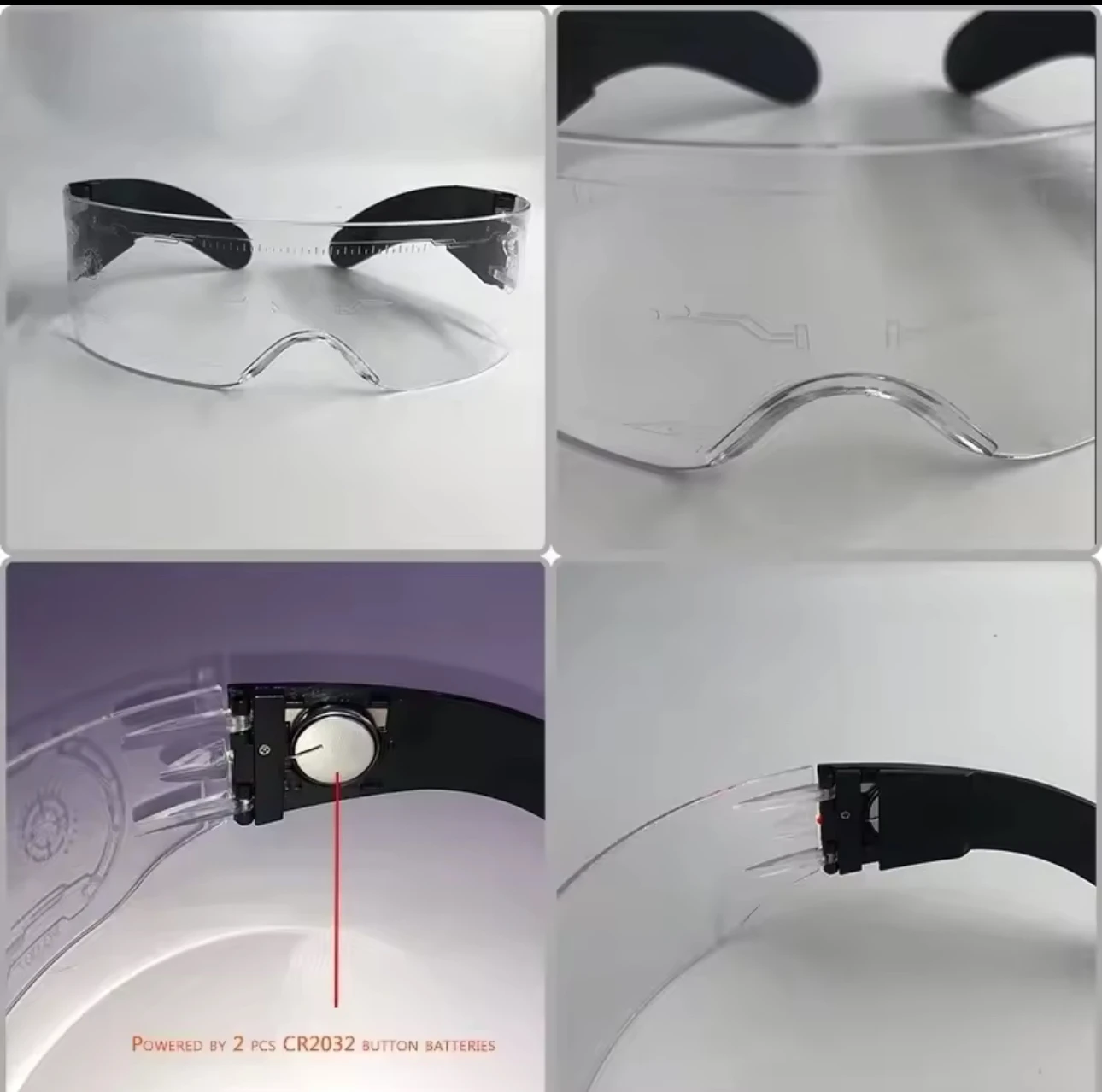 Okulary Luminescencyjne Cyberpunk Futurystyczne Siedem Kolorów Olśniewające Science Fiction Moda Technologia LED Maska na Oczy Atmosfera Imprezowa