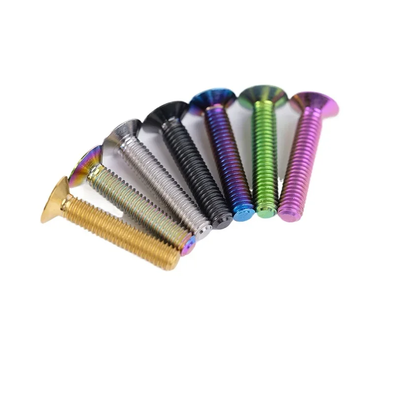 M4*8 10 12 14 16 18-50mm TC4 GR5 Titanium Alloy Torx Flat Countersunk Screw Bolt for Bike Bicycle Road Bike Multiple Colors