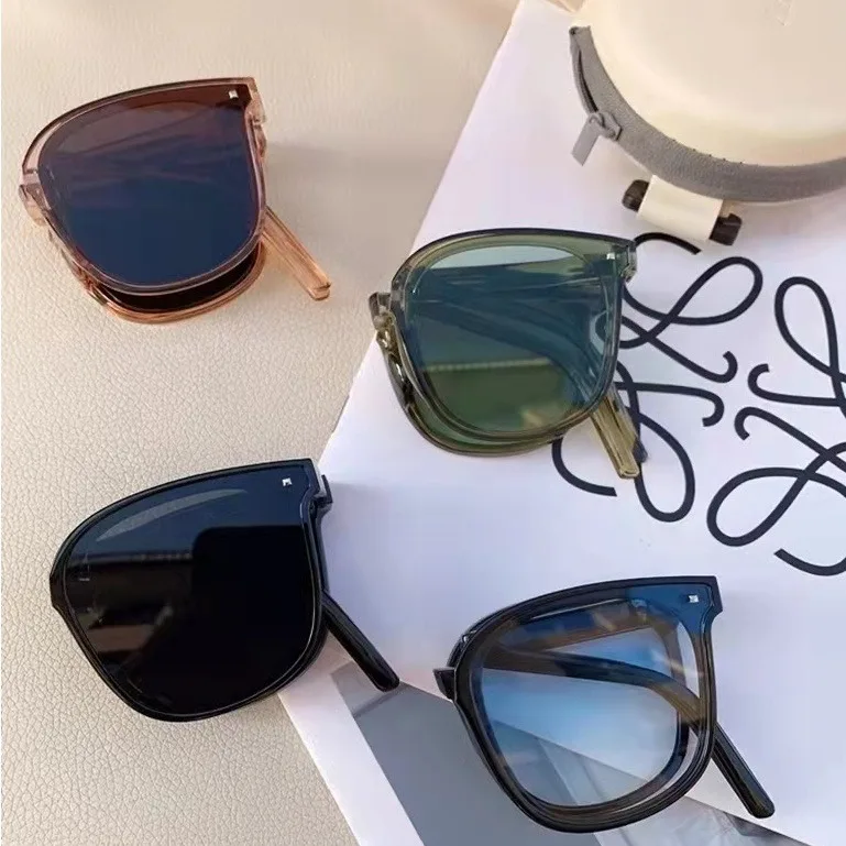Unisex Trendy UV Protection Brown Lens Sunglasses for Men Ins Fashion Black Square Frame Eyeglasses Women Eyewear Shades for image 5