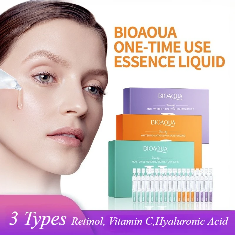 30 قطعة/صندوق BIOAQUA ريتينول فيتامين C مصل حمض الهيالورونيك لترطيب الوجه ثبات ترطيب جوهر الوجه العناية بالبشرة