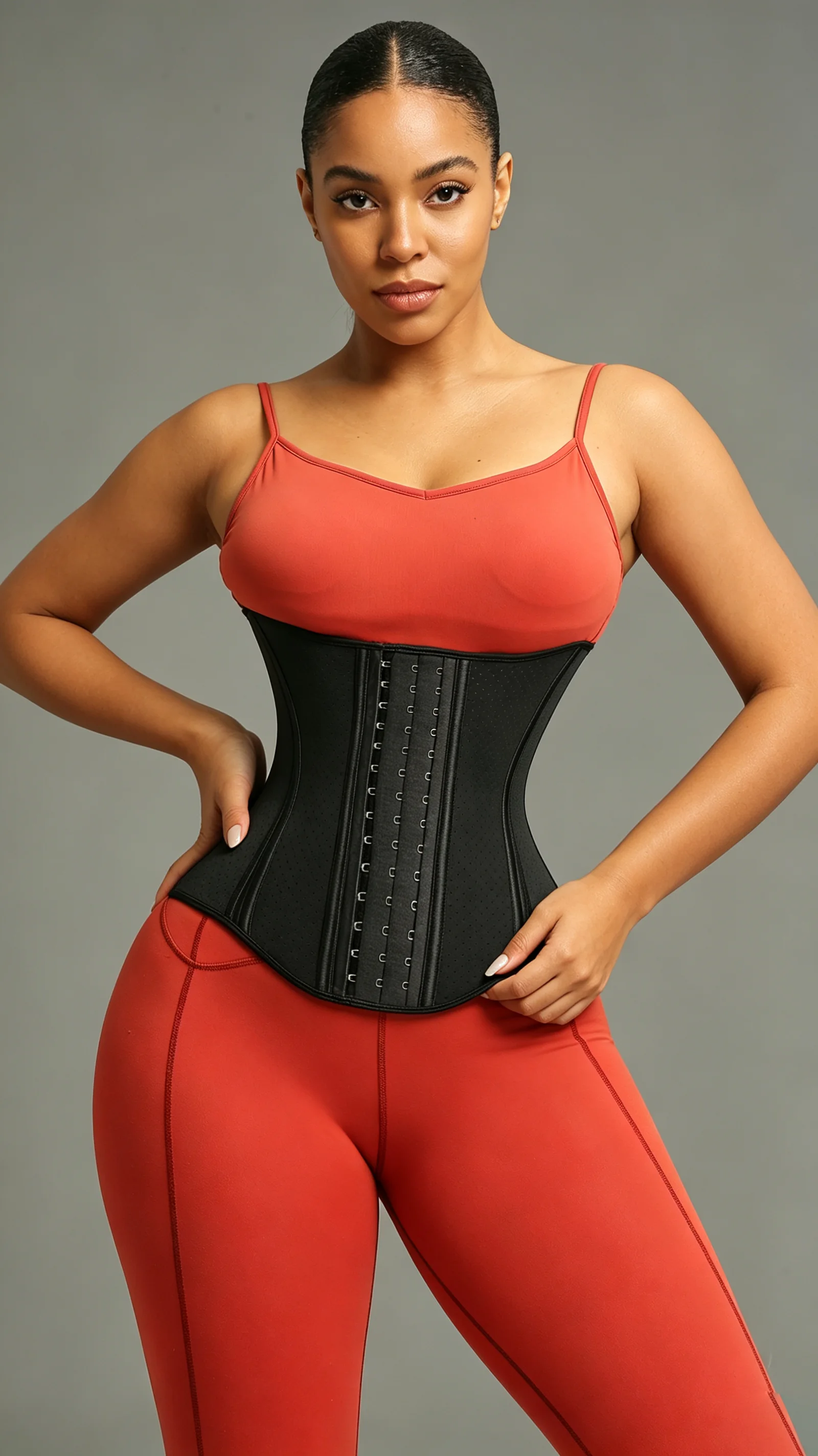 Women's Extended Latex Waist Cincher 19 Boning Body Shaping Corset with Front Hook Closure for Gym Training