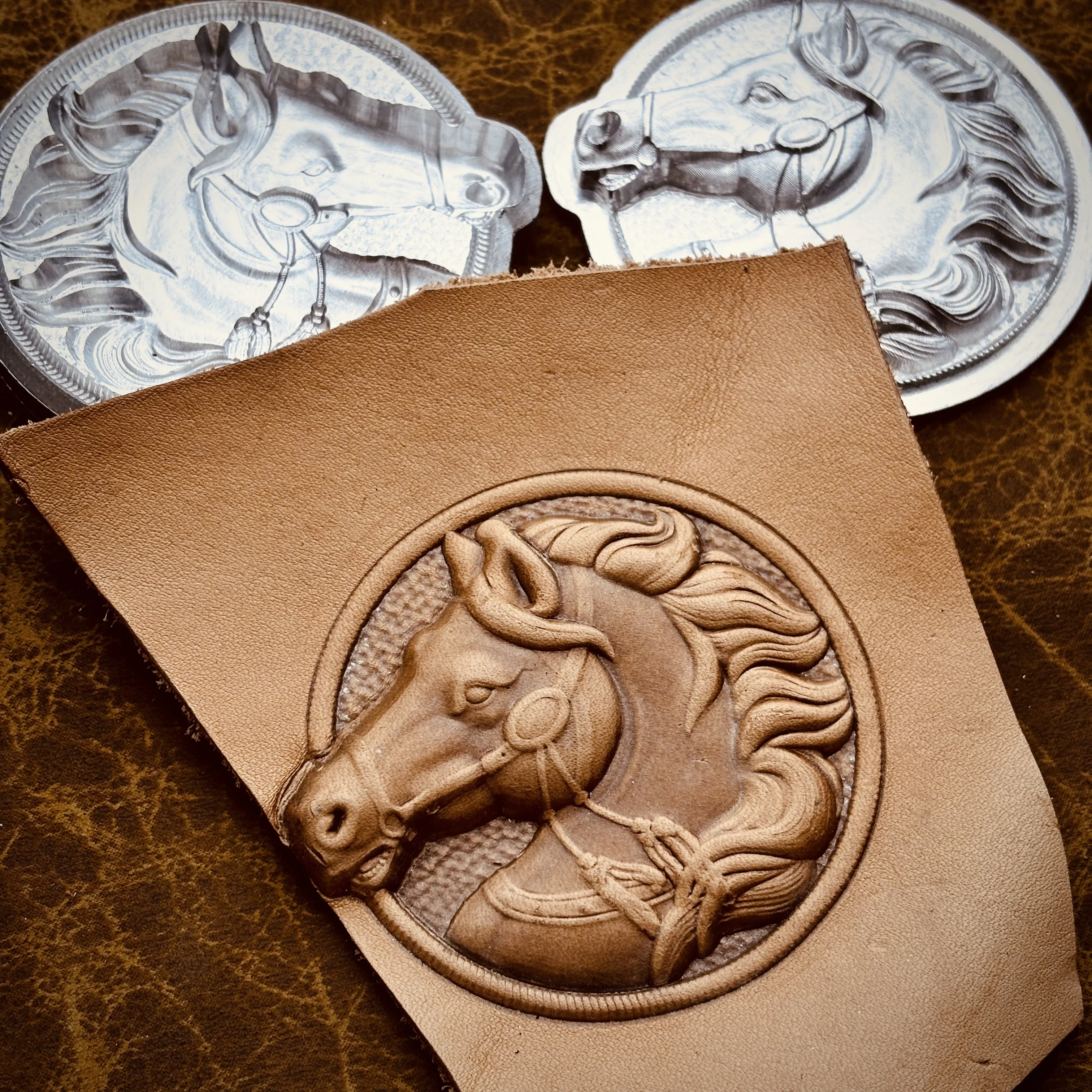 Three-dimensional Horse Head Embossing Leather Stamp LOGO Carving Mold Leathercraft Metal Stamps Handmade Hydraulic Press Mold