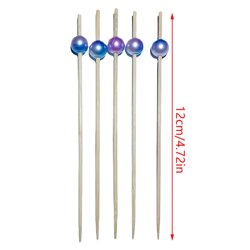 100 قطعة اللؤلؤ الخيزران الغذاء العصي المقبلات أسياخ ل حفل زفاف وعيد ميلاد الزخرفية الغذاء كوكتيل يختار ل المقبلات #5