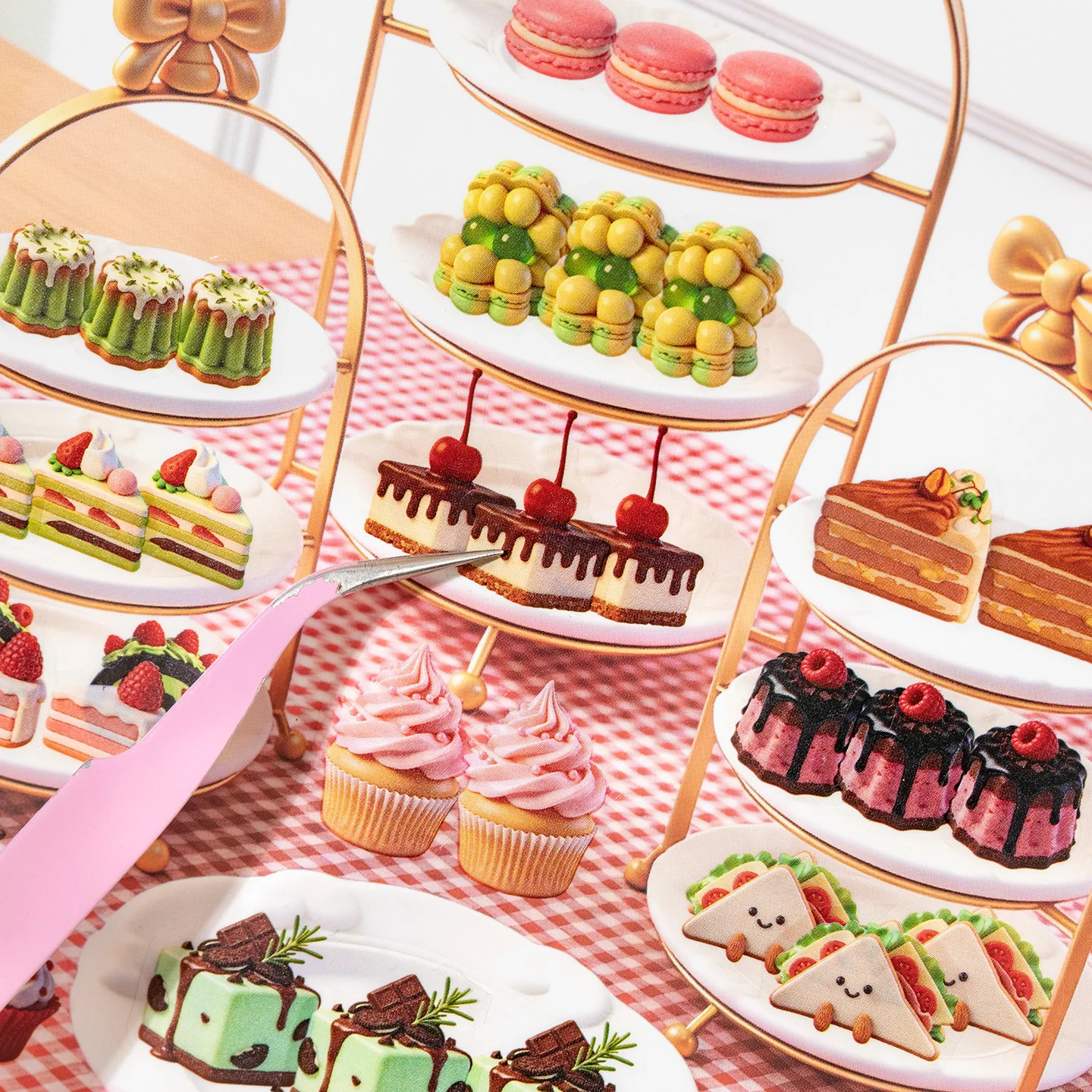 Kawaii Gourmet feast 3D Kitchen food Landscape Sticker book DIY Pocket Cabin Scene festival gift