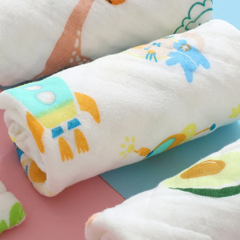 5PCS Newborn Baby Face Wash Towels Muslin Hood 100% Cotton 6 Layer Gauze Handkerchief Bathing Feeding Face Washcloth Bath Towels