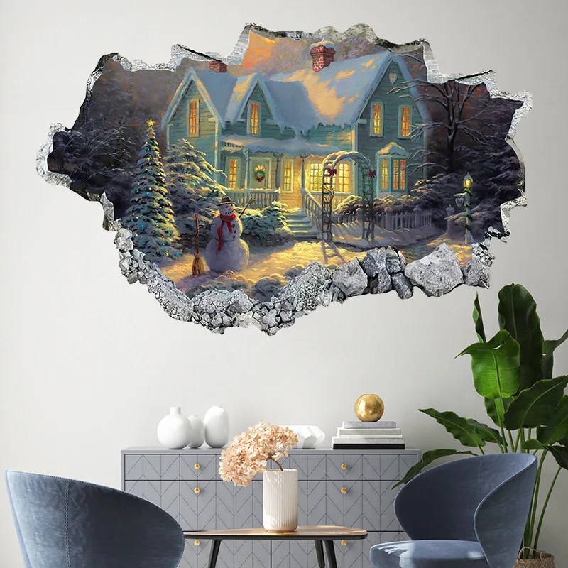 40*60cm Christmas Wall Stickers, Removable Santa Claus Decals for Living Room, Window, Party,No Residue Decor,Holiday Home Decor