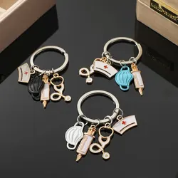 3pcs Keychain Set Men And Women Are Suitable For Quirky Style Nurse Doctor Mask Syringe Multi Color Pendant Accessories