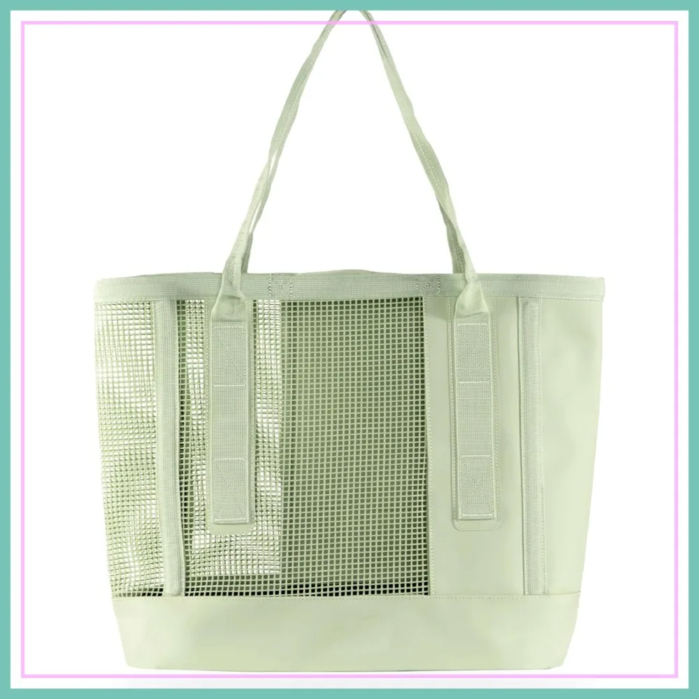 

Lightweight Beach Tote Bag with Waterproof Bottom and Coated Mesh for Pool, Boat, Sports