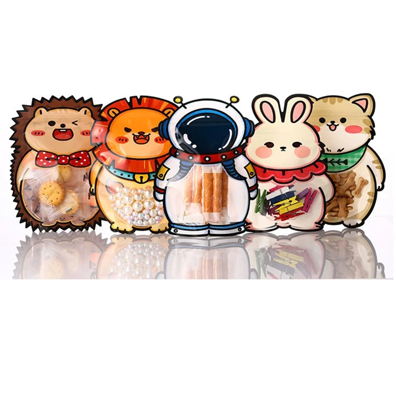 

50PCS Astronaut Candy Bags For Kids Gift Bags Spaceman Rabbit Cat Lion Hedgehog Snack Cookie Bag Birthday Party