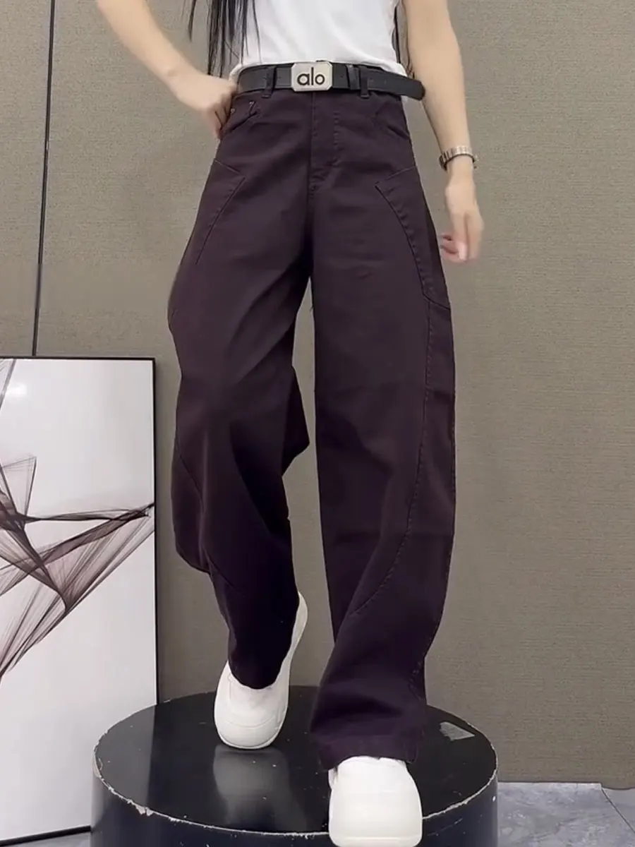 

Осенние женские джинсовые брюки свободного кроя из хлопка с высокой талией, прямые штанины, повседневный дизайн