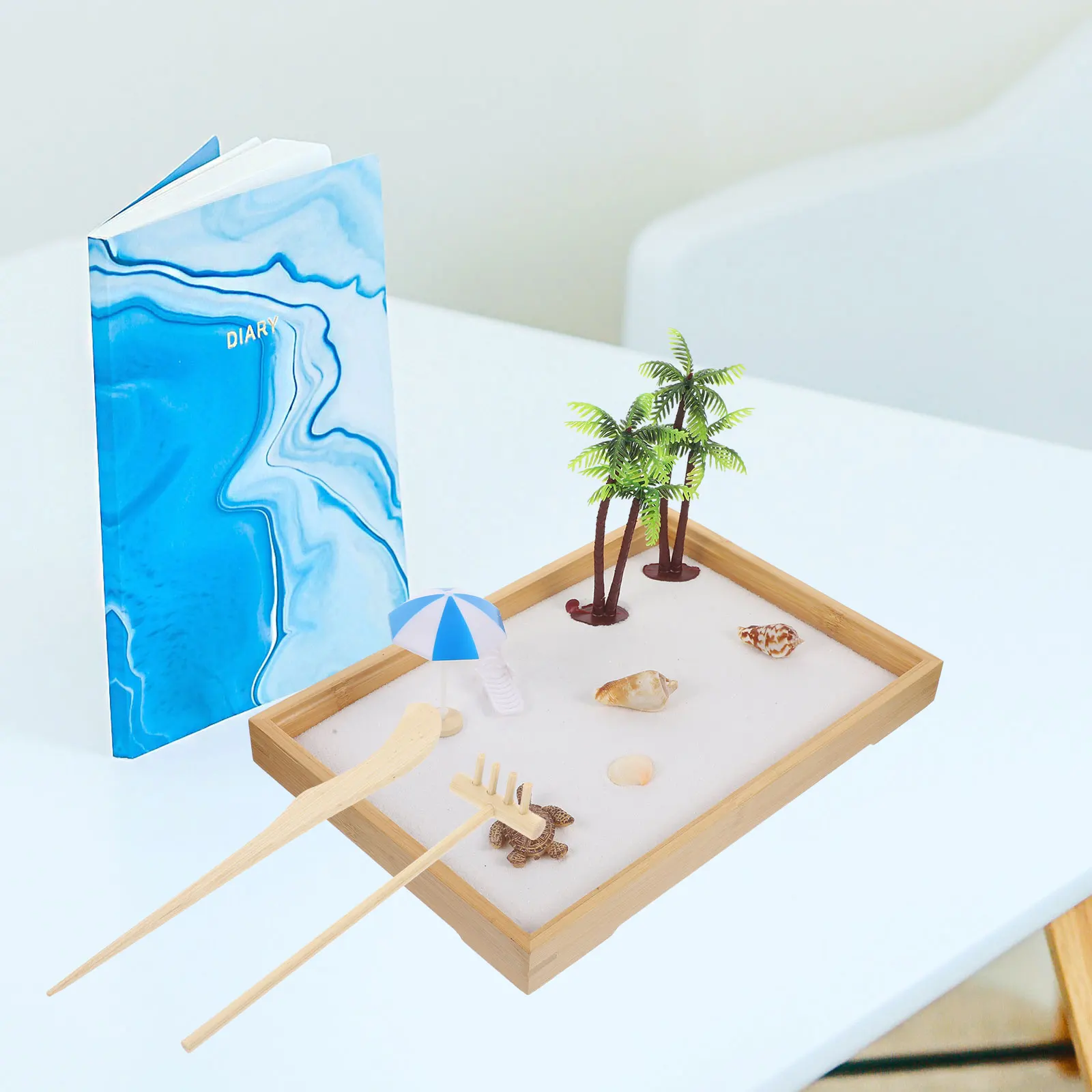 

1Set Ocean Sand Tray DIY Zen Garden Kit Beach Micro Landscape Ornament Desktop Sand Table Decor Gift Miniature Beach Zen Garden