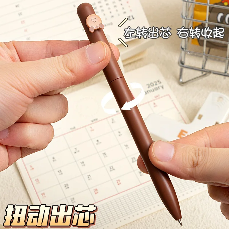 2Pc/Set Cute Gel Pen Cartoon Panda Rotate Out The Core 0.5MM Black Pen Core Speed Drying Signature Pen Student Exam Writing Pen