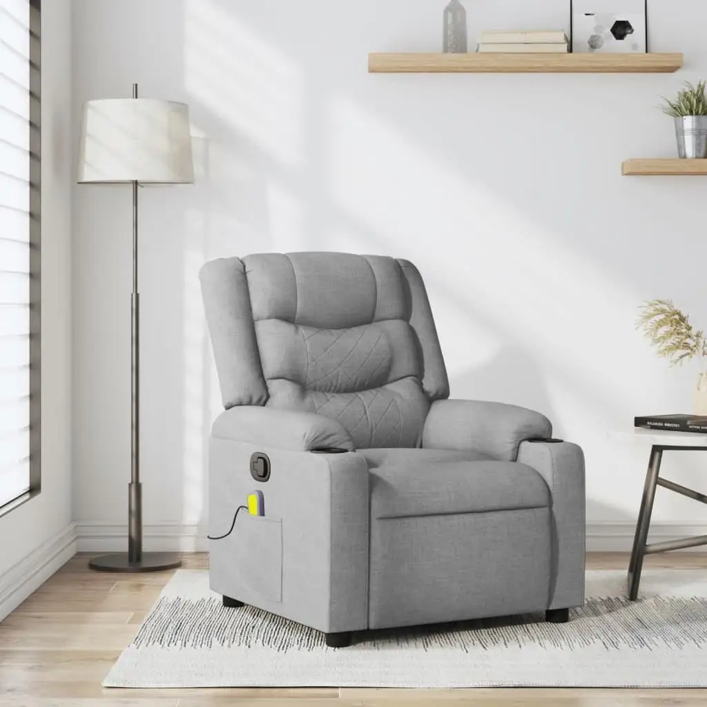 

Comfortable Light Grey Massage Recliner Chair Single 100 Percent Polyester Fabric for Home Relaxation