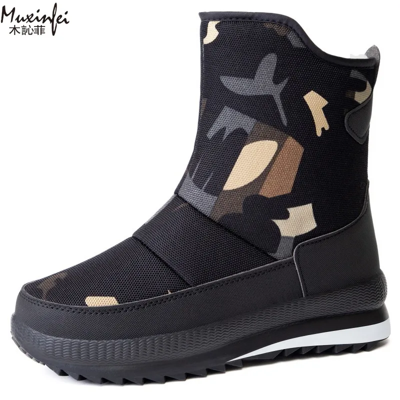 

Men's Cotton Boots with Winter Velvet Thickened Outdoor Leisure Hiking Boots Snow Boots Waterproof Anti Slip Men's Cotton Shoes