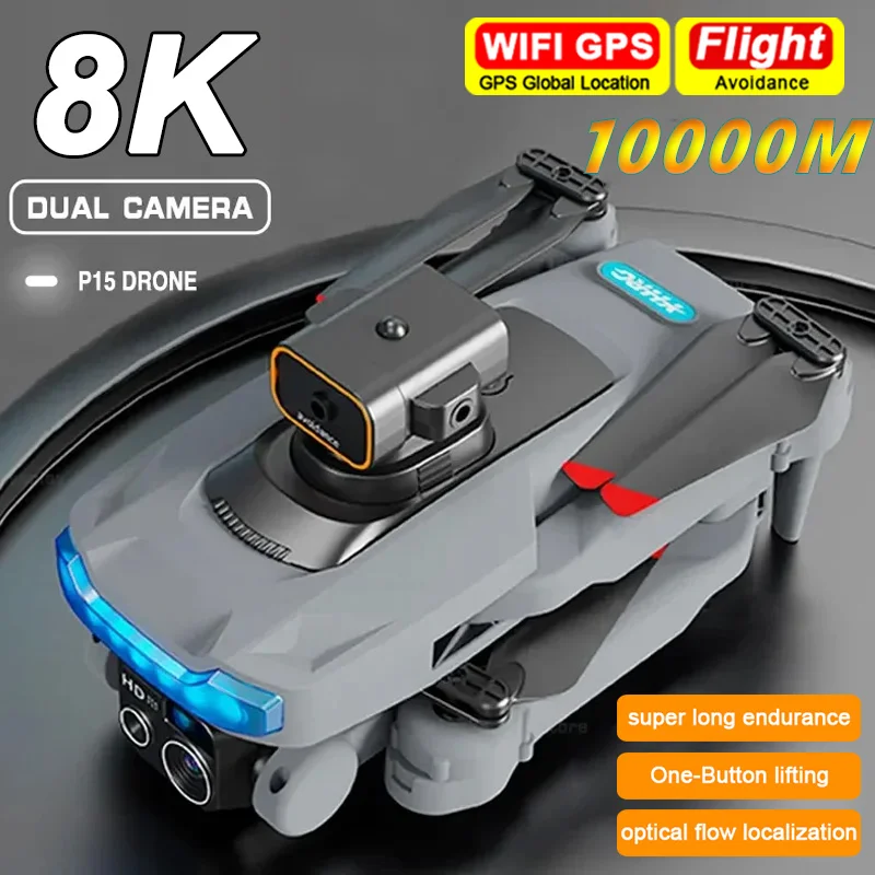 

P15 Drone Professional 8K GPS Dual Camera 5G Obstacle Avoidance Optical Flow Positioning Brushless Upgraded Quadcopter RC 10000M