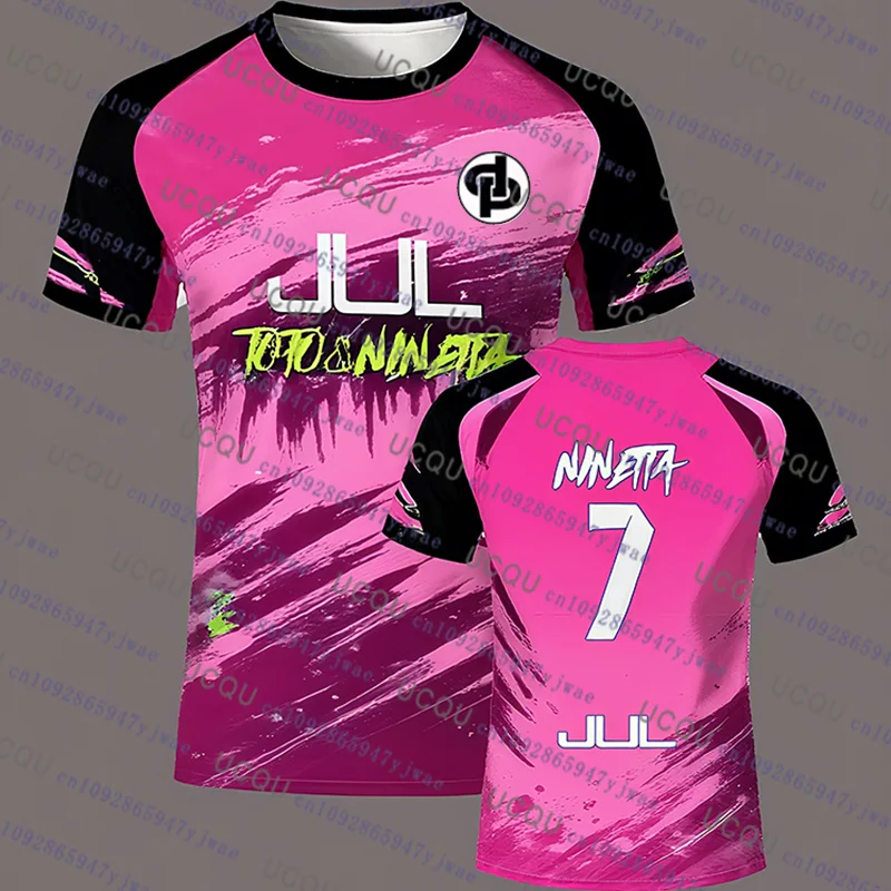 90 دقيقة جيرسي يوليو توتو و نينيتا بري سلسلة كرة القدم تي شيرت الرجال الصيف الرياضة في الهواء الطلق التجفيف السريع الرجال النساء التدريب تي شيرت