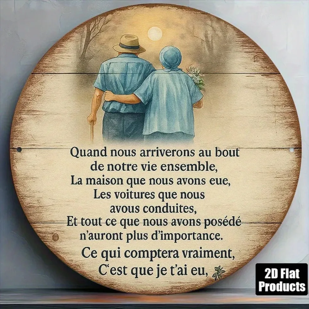Rundes Vintage-Schild aus Aluminium mit Aufschrift „Love & Memories“, 20,3 x 20,3 cm, gemütliche Dekoration im französischen Stil für die Wand