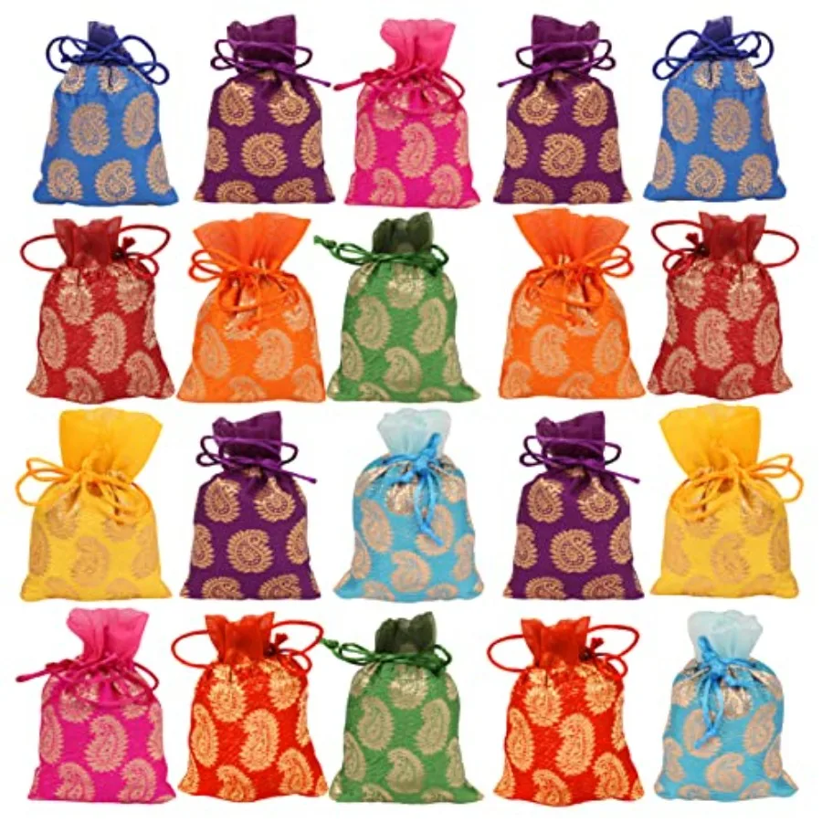 

Традиционные тканевые мешочки Touchstone Drawstrg Bags ручной работы, идеально подходят для подарков, ювелирных изделий, свадебных сувениров, сумочек, кошельков, пакетиков-потли.