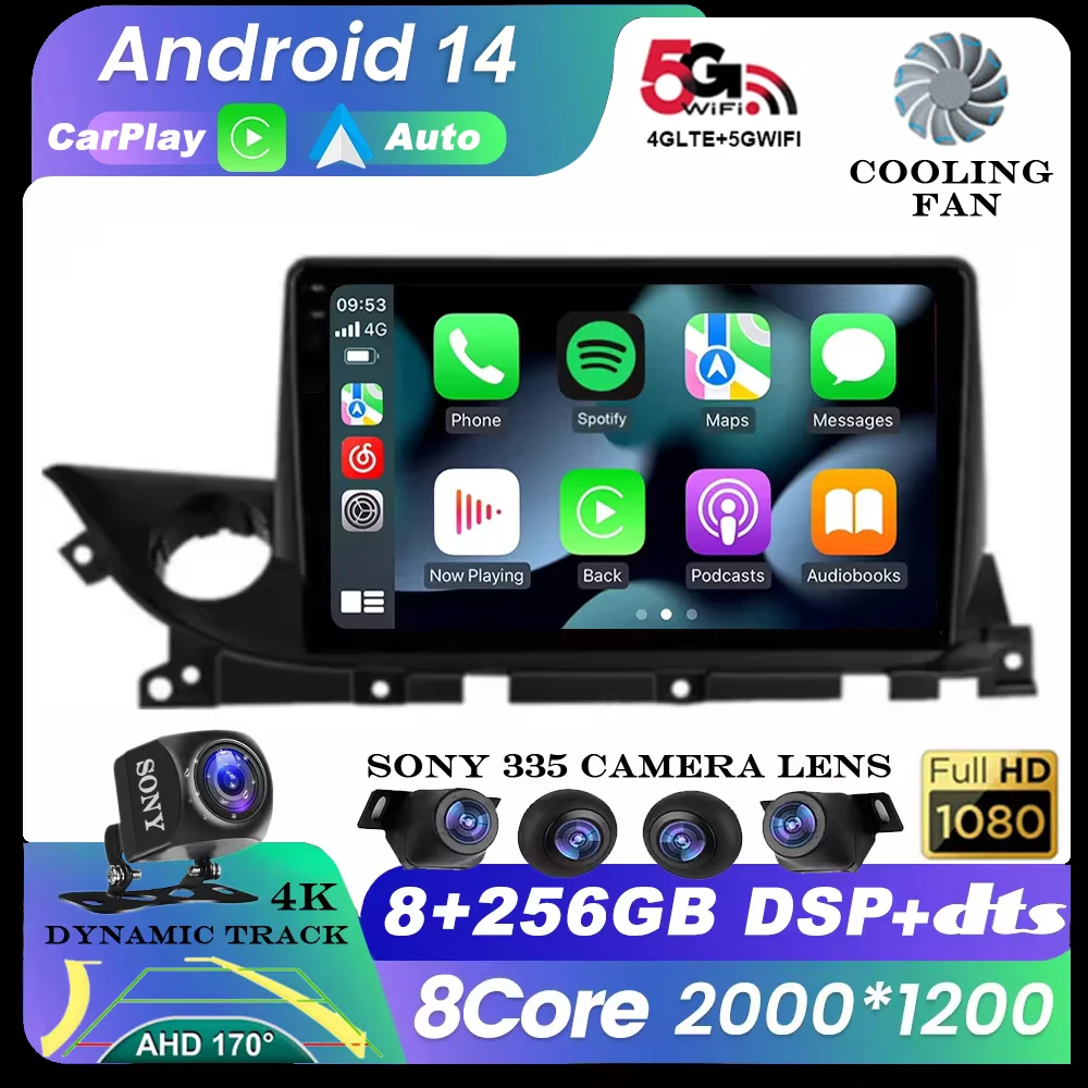 

Android 14 For Mazda 6 Mazda6 III 3 GJ GL ATENZA 2018 - 2021 Car Radio Multimedia Video Player Carplay GPS WIFI 360 Camera DSP