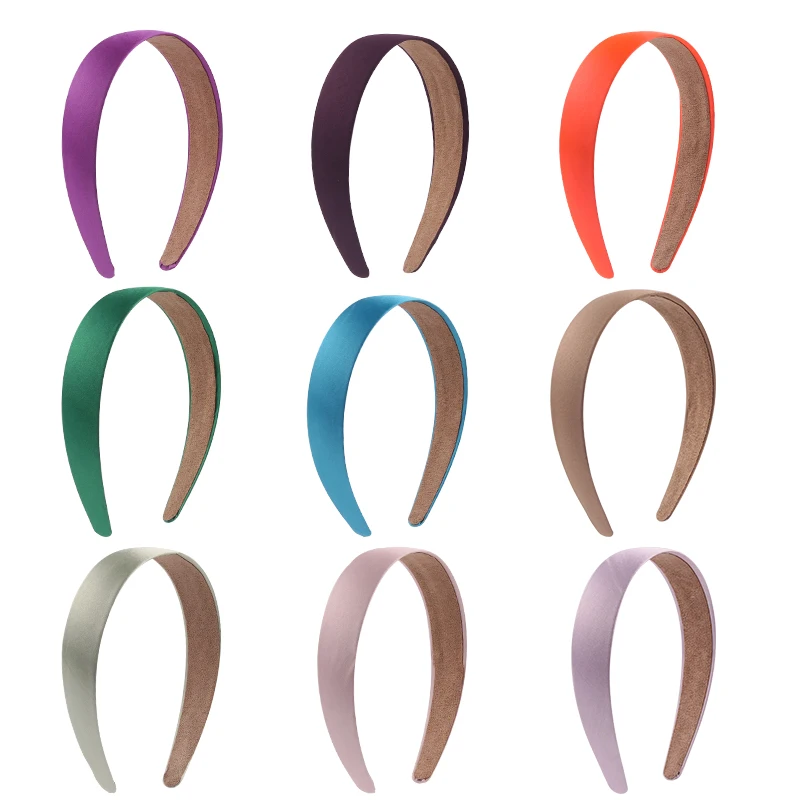 1 Pc Beliebte Dame Solide Satin Haar Band Plain Alice Stirnbänder Für Mädchen 1 Zoll Breite Band Stirnband Heiße Verkäufe DIY Haar Accessori – Detail 7