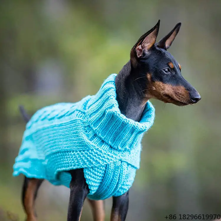 Solid Color Turtleneck Knitted Cotton Sweater Comfortable Large Dog Daily Clothes