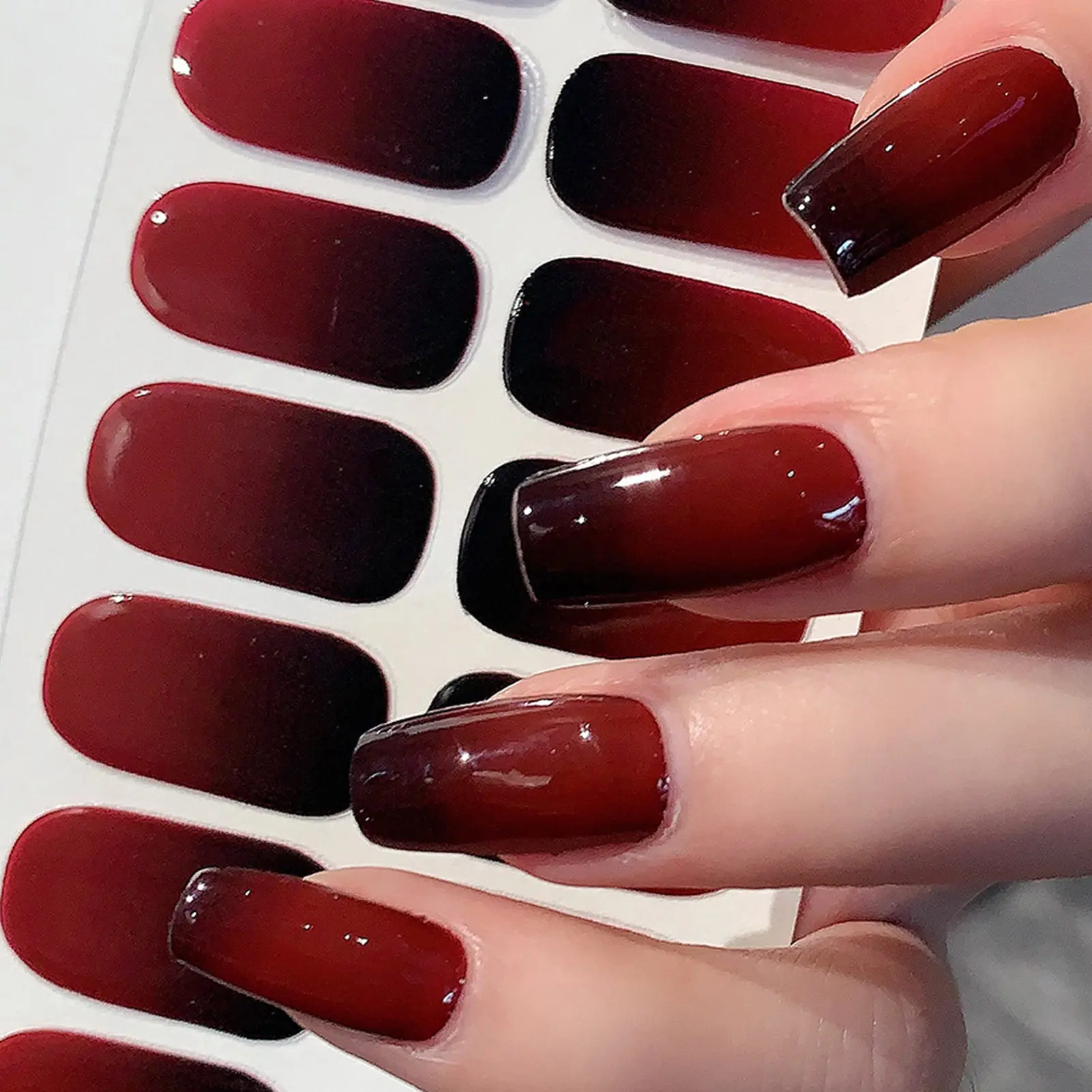 

1 лист, полуотверждаемая наклейка для ногтей с градиентом, многоцветная однотонная гелевая полная крышка, слайдер, не требующая ультрафиолетовой лампы, быстрая гелевая наклейка для ногтей