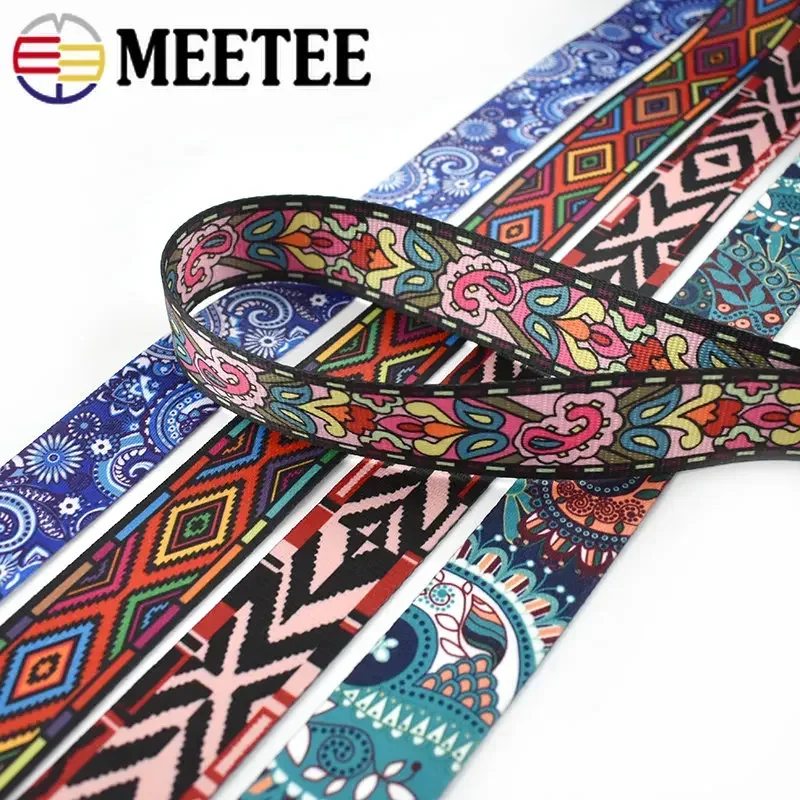 3Meters 38/50mm Printed Webbing Tapes for Strap Knapsack Jacquard Ribbons Bag Belt Decor Bias Band DIY Sewing Accessories